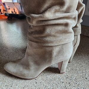 Manolo Blahnik Ankle suede booties, beige or lighter color